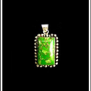 New Rare & Unique Authentic Green Turquoise Sterling Pendant Purchased In Italy